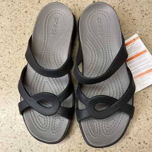 Crocs Meleen Twist Women's Size 6 Slip On Comfort Sandals Black / smoke